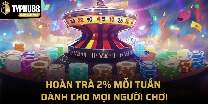 Hoàn trà 2% mỗi tuần dành cho mọi người chơi